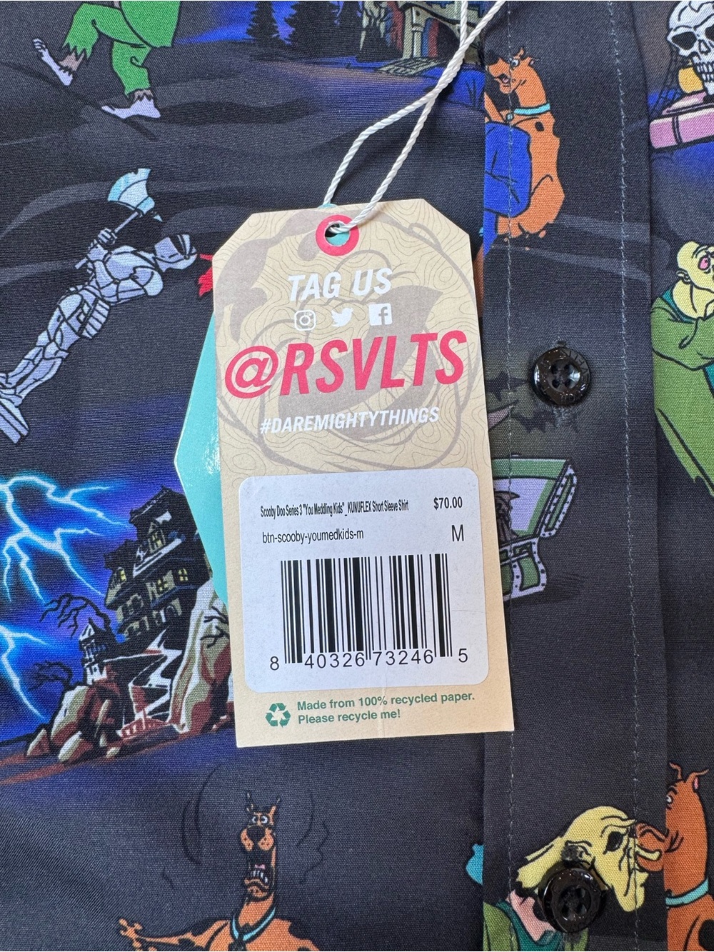 RSVLTS Black Scooby-Doo Character Print Button-Down Shirt - Picture 3 of 4